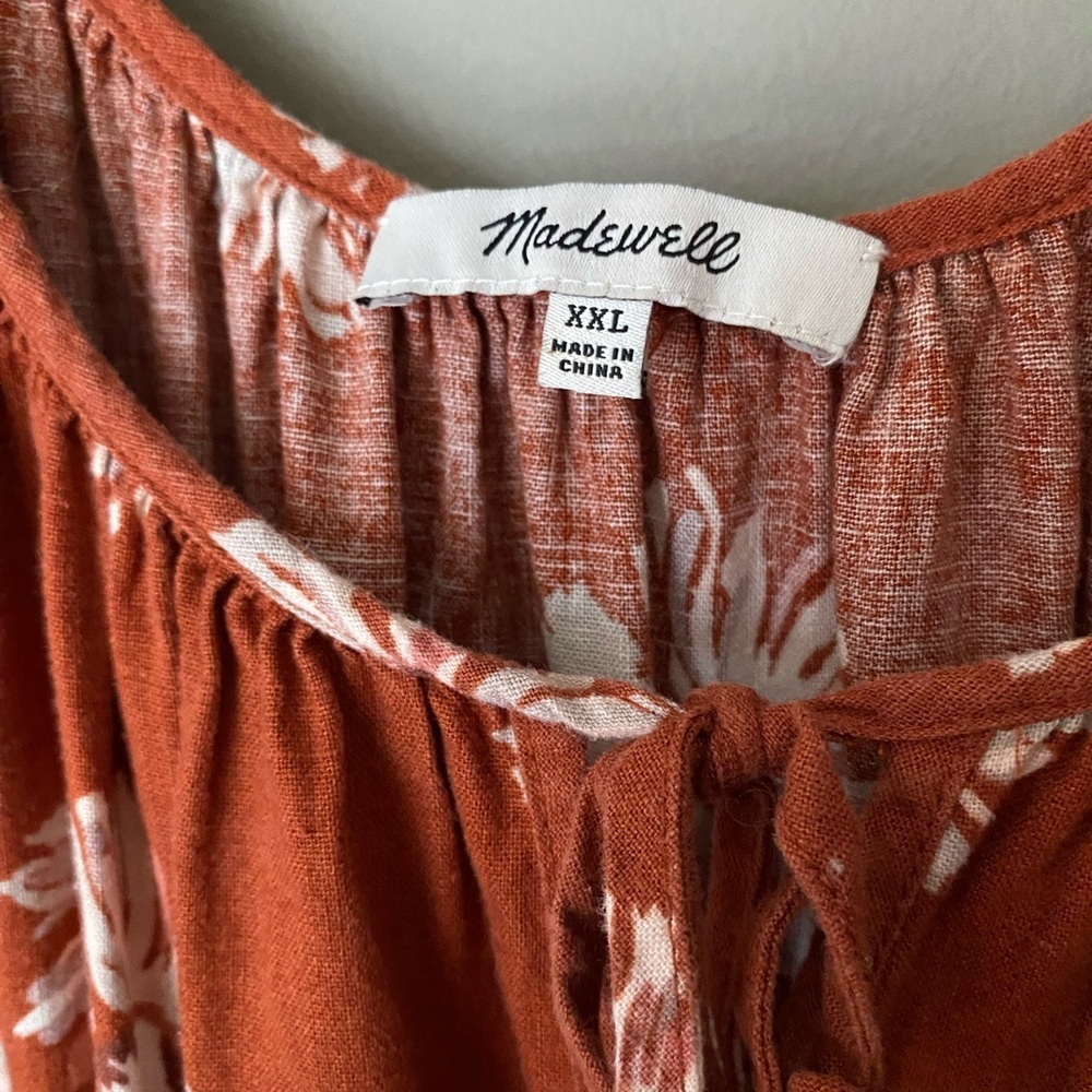MADEWELL Linen Blend Sophia Midi Dress in Rusty Torch Size XXL ••RARE•• - Picture 4 of 9
